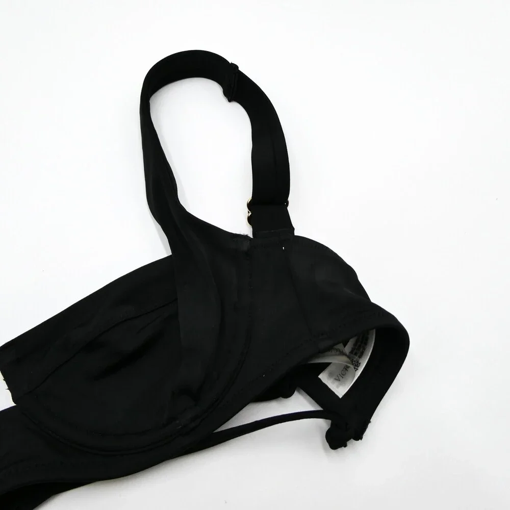 Victorias Secret 32B Bikini Top Black‎ Lightly Padded Underwire Womens 32 B New
